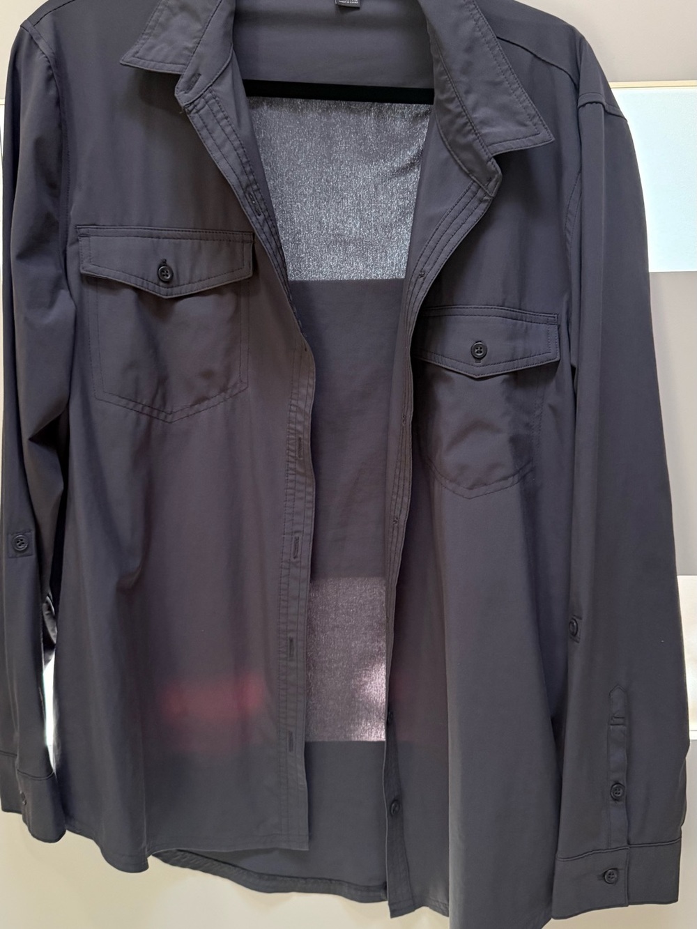 Eddie Bauer Charcoal Gray Button-Front Shirt